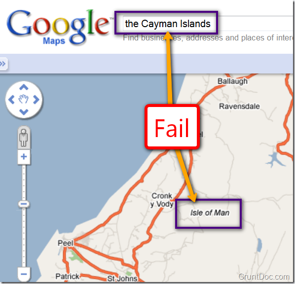 Google Map Fail. Posted by GruntDoc on March 12th, 2009