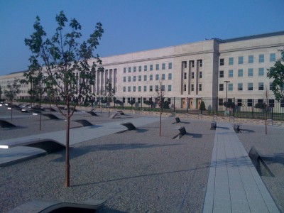 Two things: the Pentagon Facade changes color where it was repaired, and, the monuments face toward the building for those on the plane, and away from the building for those in the Pentagon.